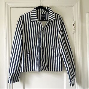 Boohoo Man Jacket in blue & white striped size small